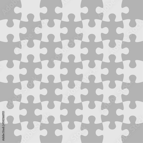 Jigsaw puzzle background with 49 pieces. Horizontal flat design. 