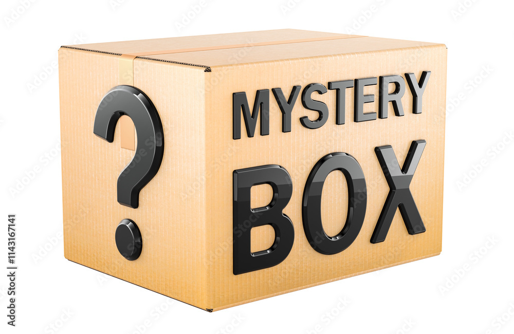 Mystery box, 3D rendering isolated on transparent background