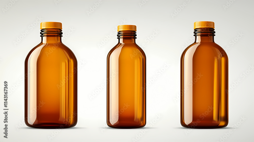 Amber plastic bottles: used for products like medicine and supplements, amber bottles can be recycled into new. Amber. Illustration Amber plastic bottles: used for products like medicine and supplements, amber bottles can be recycled into new. Amber. Illustration