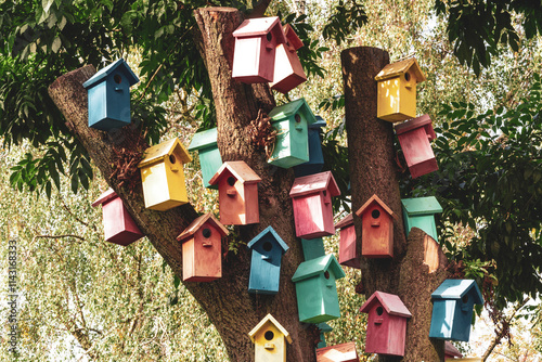  Colorful Bird Houses. Houses for birds. Lodges for a wintering of birds