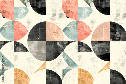 Geometric Harmony: A Seamless Background Pattern of Shapes and Soft Hues
