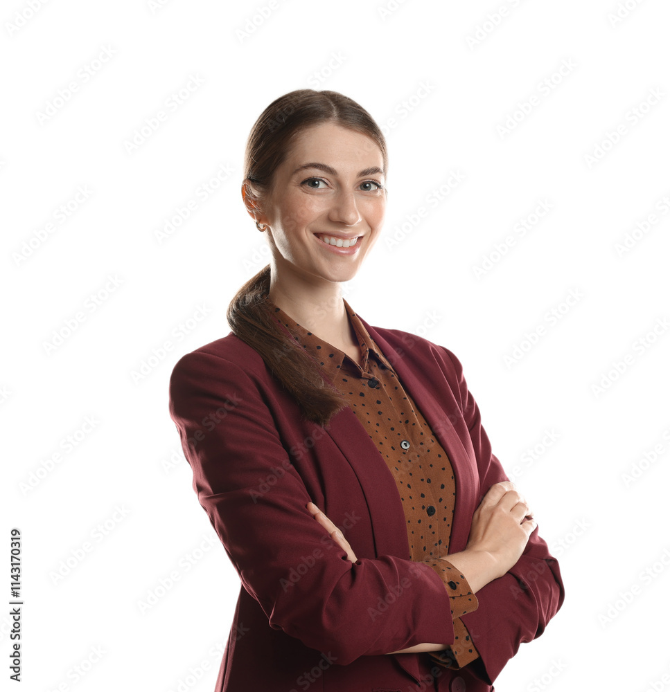 Portrait of banker with crossed arms on white background Portrait of banker with crossed arms on white background