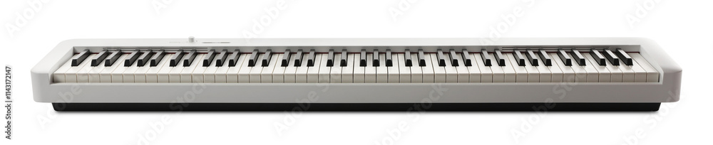 One synthesizer on white background. Electronic musical instrument One synthesizer on white background. Electronic musical instrument