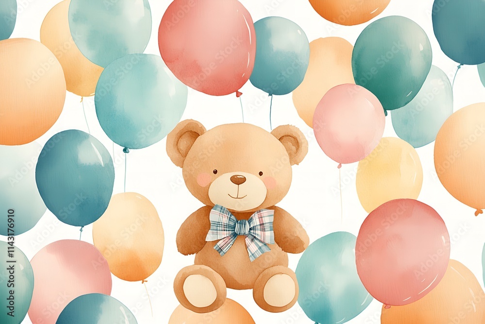 Teddy bear and balloon pattern Teddy bear and balloon pattern