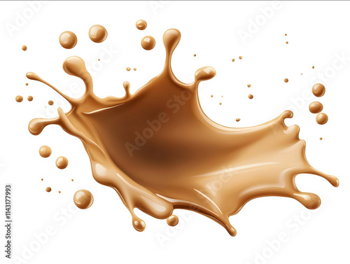 Coffee weavy splash with realistic liquid detail isolated on white background