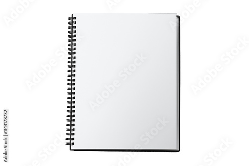 Blank black and white spiral copybook isolated on transparent background