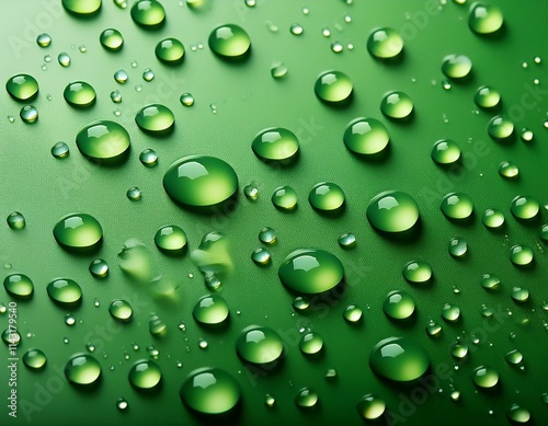 Wallpaper Mural Water drops on green background. Generated image Torontodigital.ca