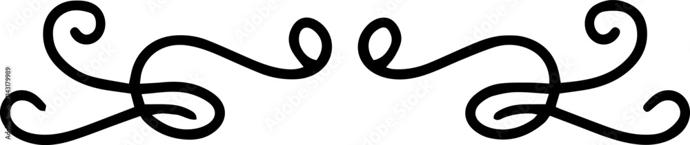 Two symmetrical flourishes are creating a decorative border on white background, forming an elegant and refined design with swirling lines and loops Two symmetrical flourishes are creating a decorative border on white background, forming an elegant and refined design with swirling lines and loops