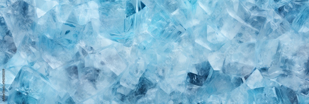The intricate crystalline formations of blue ice reflecting the light in a mesmerizing display of natural beauty and abstract elegance
