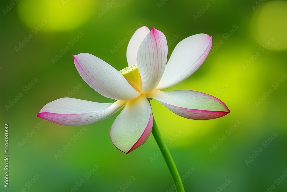 Fototapeta premium A glass flower in iridescent hues, adorned with shimmering dewdrops in the sunlight..A shimmering iridescent glass flower, glistening with dewdrops in the sun..An iridescent glass flower, its