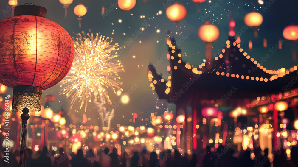 An artistic rendition of a summer festival featuring colorful lanterns, vibrant fireworks lighting up the night sky, and joyful crowds enjoying the festive atmosphere. An artistic rendition of a summer festival featuring colorful lanterns, vibrant fireworks lighting up the night sky, and joyful crowds enjoying the festive atmosphere.