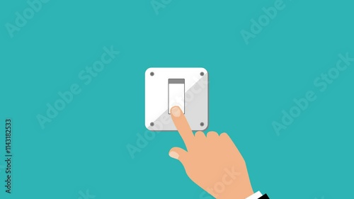 animation of hand pressing button or light switch