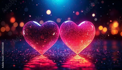 valentine background with two love hearts