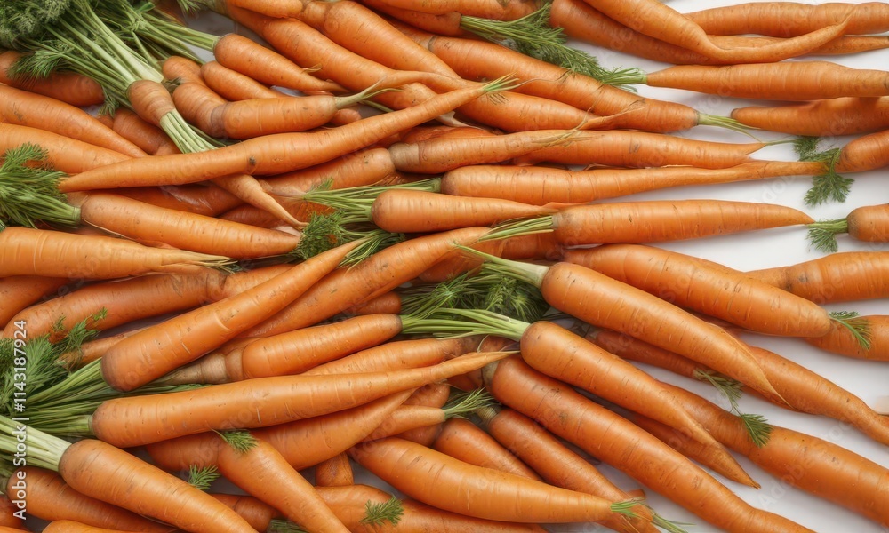 Several whole carrots, vibrant color, pristine white backdrop , ingredient, snack, raw Several whole carrots, vibrant color, pristine white backdrop , ingredient, snack, raw