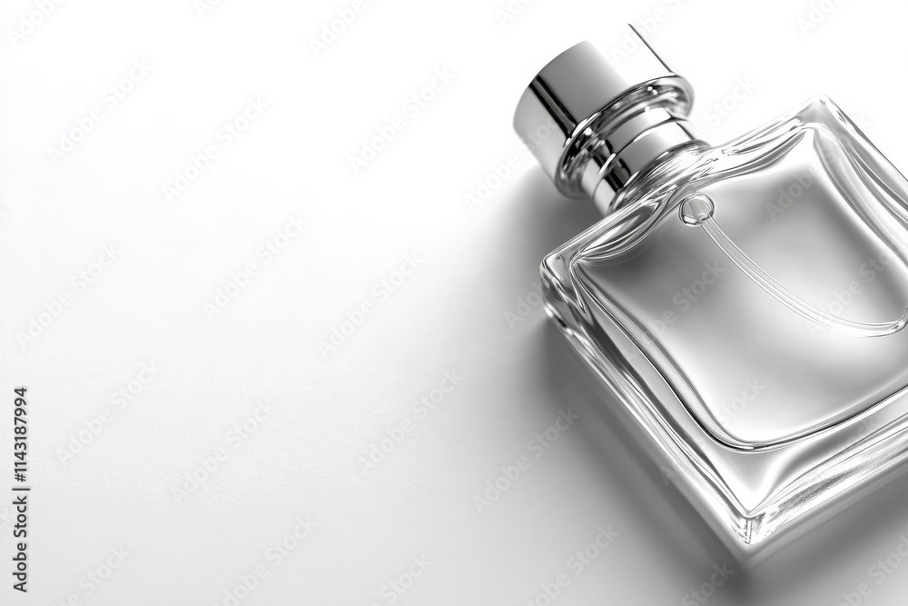 Transparent Glass Bottle with Soft Ambient Light and Shadows Transparent Glass Bottle with Soft Ambient Light and Shadows