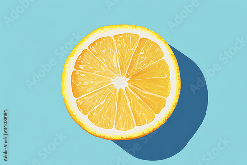 Sliced Lemon on Blue Background