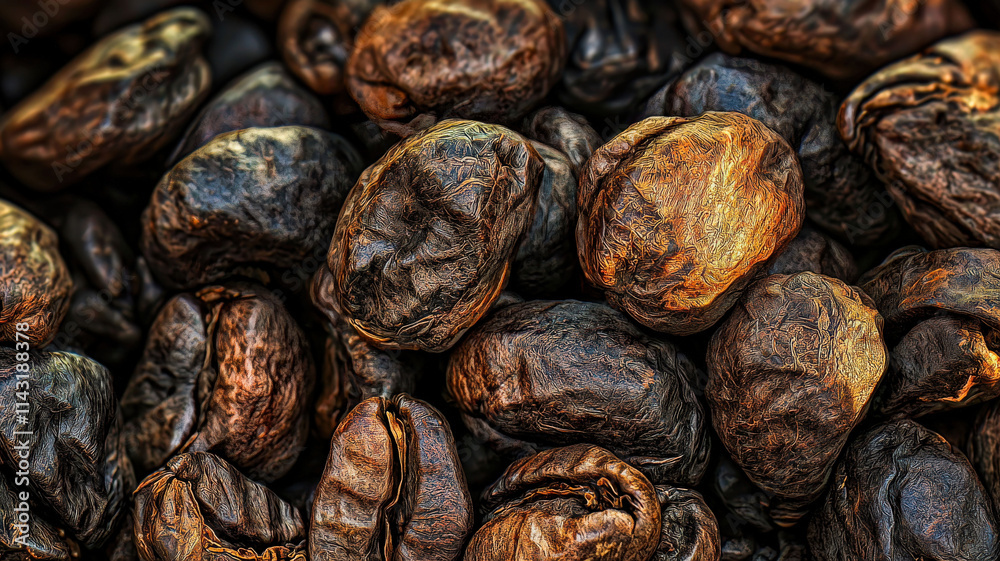 Close-up of roasted Arabica coffee beans, showcasing their rich, dark color and texture, capturing the essence of freshly brewed coffee. Close-up of roasted Arabica coffee beans, showcasing their rich, dark color and texture, capturing the essence of freshly brewed coffee.