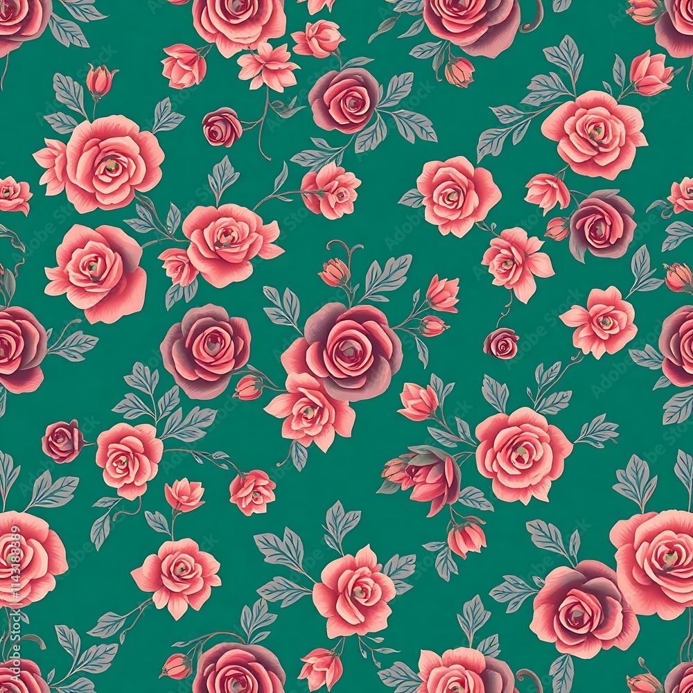 Seamless Emerald Rose Pattern Seamless Emerald Rose Pattern