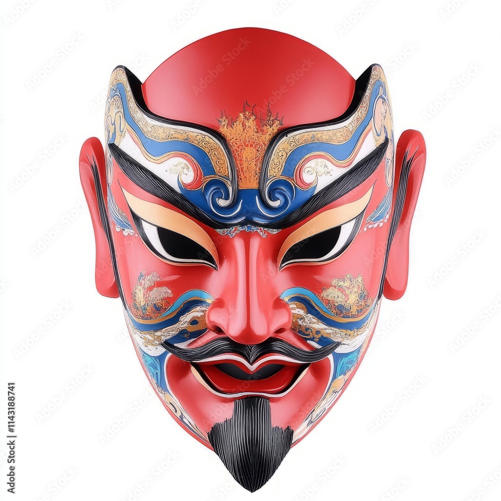Naklejka premium Traditional Chinese opera mask isolated on white background
