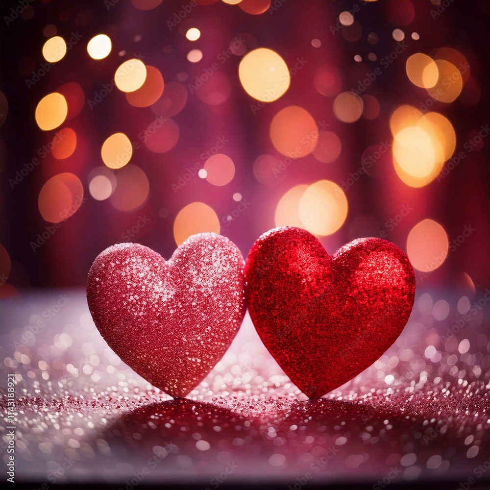 valentine background with two hearts