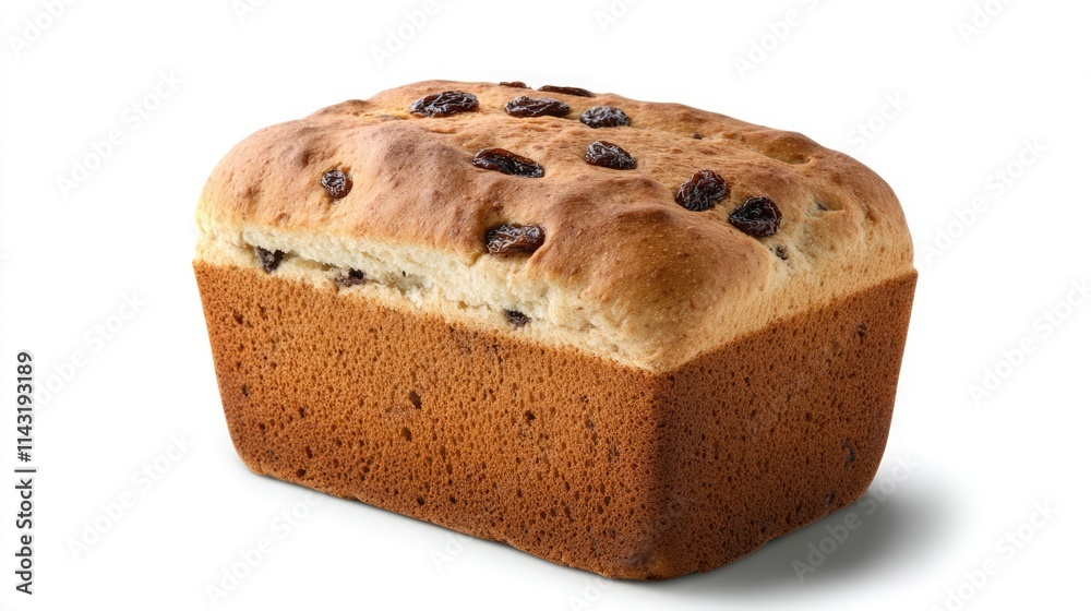 Freshly Baked Cinnamon Raisin Bread Loaf with Golden Crust and Plump Raisins Perfect for Breakfast or Snack Time