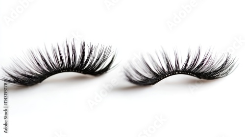 Black false eyelash bundles stylish beauty accessories for women enhancing glamour and elegance isolated on clean white background photo