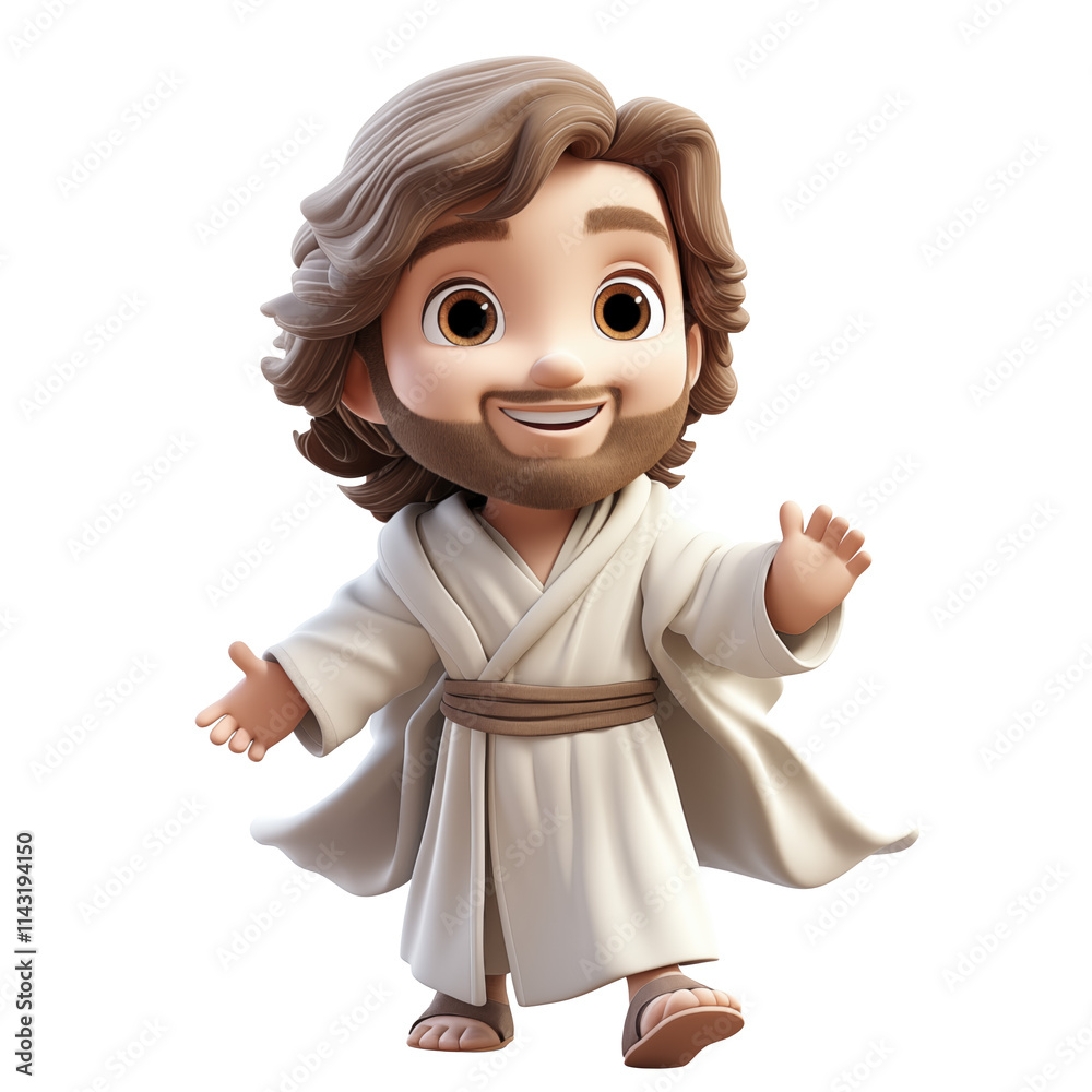 Generative AI of 3D Cartoon Messiah Concept for Divine Christian Graphics, Holy Spiritual Backgrounds, and PNG Transparent Religious Cutout Designs
