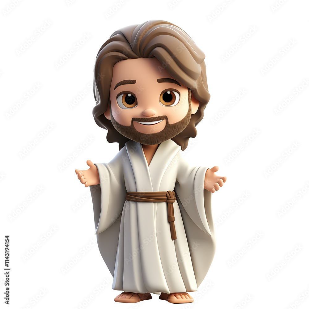 Generative AI of Friendly Jesus Illustration Concept for Biblical Clip Art, God-Centered Holy Faith Designs, and Spiritual Religion-Themed Graphics