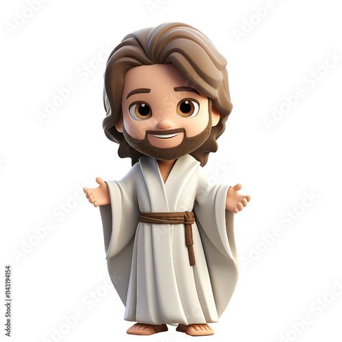 Obraz na płótnie Generative AI of Friendly Jesus Illustration Concept for Biblical Clip Art, God-Centered Holy Faith Designs, and Spiritual Religion-Themed Graphics w salonie