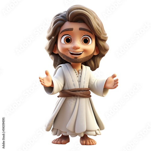 Generative AI of Smiling Cartoon Jesus Concept for Spiritual Clip Art, Biblical Religious Graphics, and Transparent Cutout PNG Holy Backgrounds