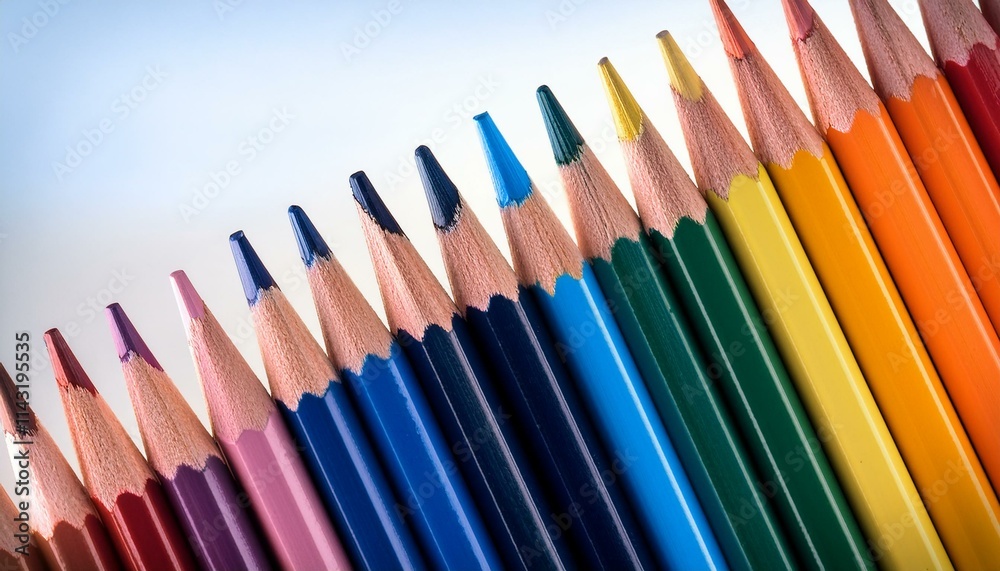 Close up row of colored pencils. Generated image Close up row of colored pencils. Generated image