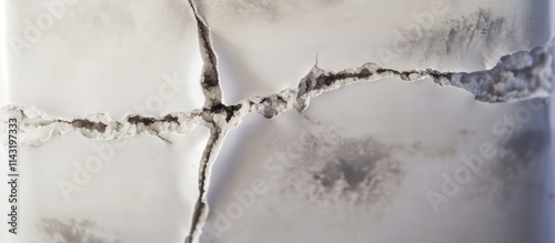 Close up of a damaged polystyrene freezer lid showcasing wear and tear in household appliances and their materials over time