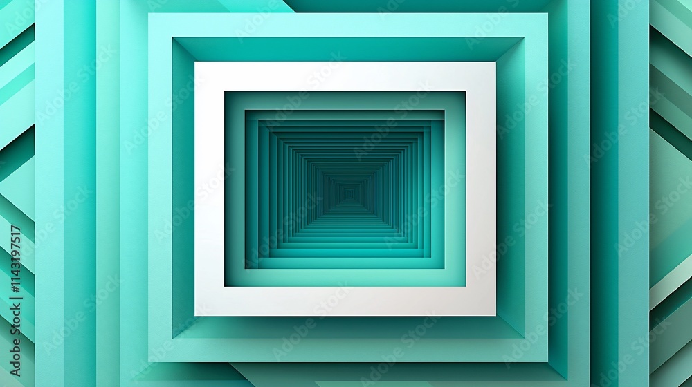 Abstract teal square tunnel receding into infinity. Abstract teal square tunnel receding into infinity.