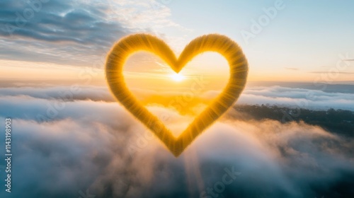As the sun set, a heart-shaped cloud appeared, bathed in vivid colors against the dramatic backdrop of the evening sky.