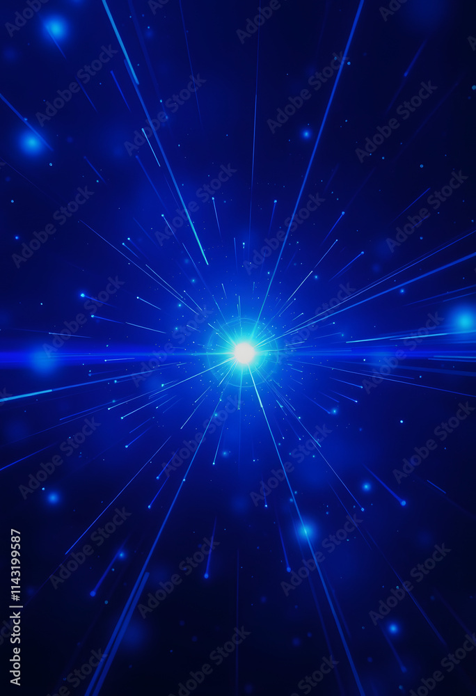Naklejka premium Blue glowing high energy plasma force field in space abstract background, simple style, with white tones