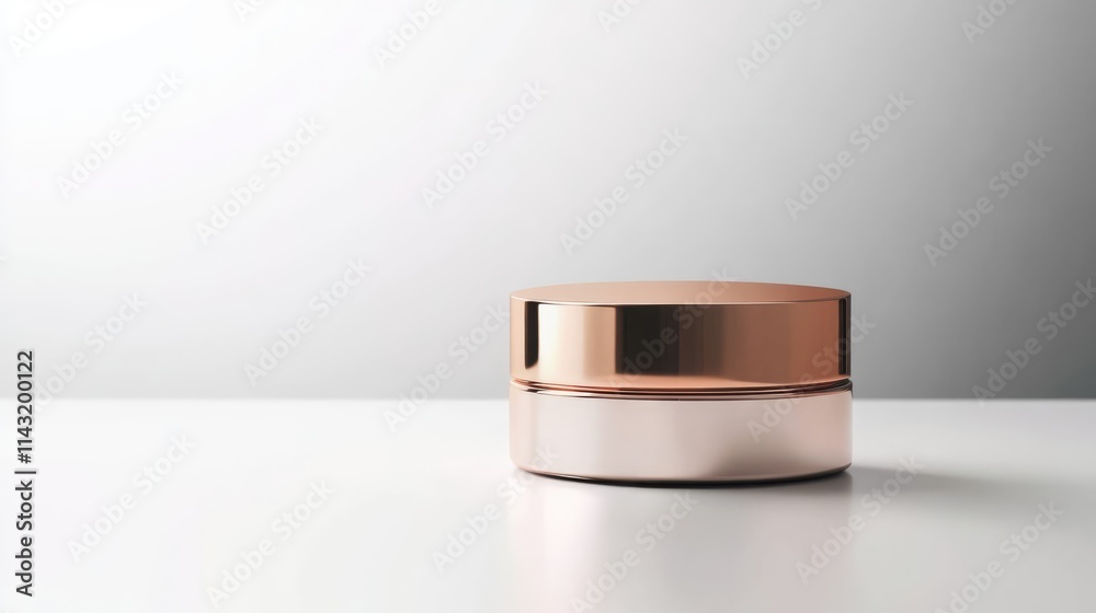 Cosmetic cream jar with rose gold lid isolated on clean white background for beauty and skincare product advertising Cosmetic cream jar with rose gold lid isolated on clean white background for beauty and skincare product advertising