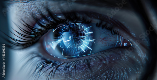 Explore the future of vision with advanced cyber eye technology, enhancing human capabilities through digital integration. photo