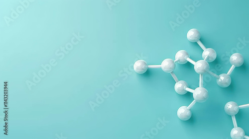 A striking abstract image featuring a dynamic molecule structure set against a vivid blue background.