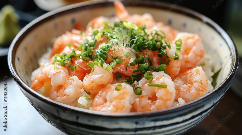 Deliciously prepared shrimp served with fresh herbs in a traditional bowl showcasing vibrant seafood presentation. Deliciously prepared shrimp served with fresh herbs in a traditional bowl showcasing vibrant seafood presentation.