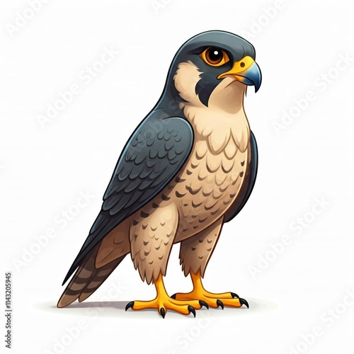 Clipart über schöne Wanderfalke, isoliert auf weißem Hintergrund, Generative KI