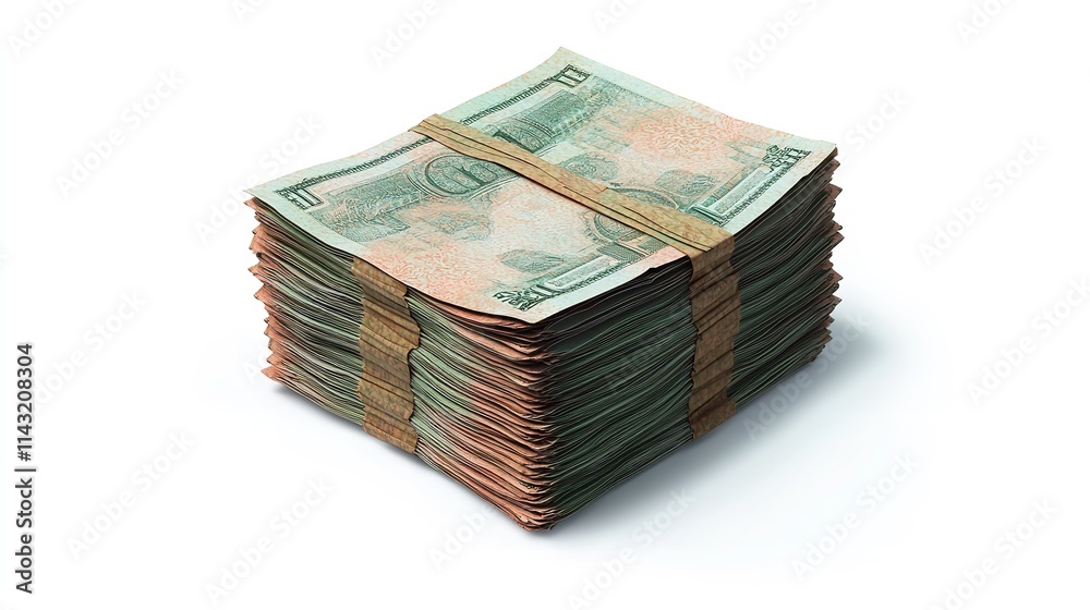 3D Stack of 200 Moroccan Dirham Notes Isolated on White Background 3D Stack of 200 Moroccan Dirham Notes Isolated on White Background