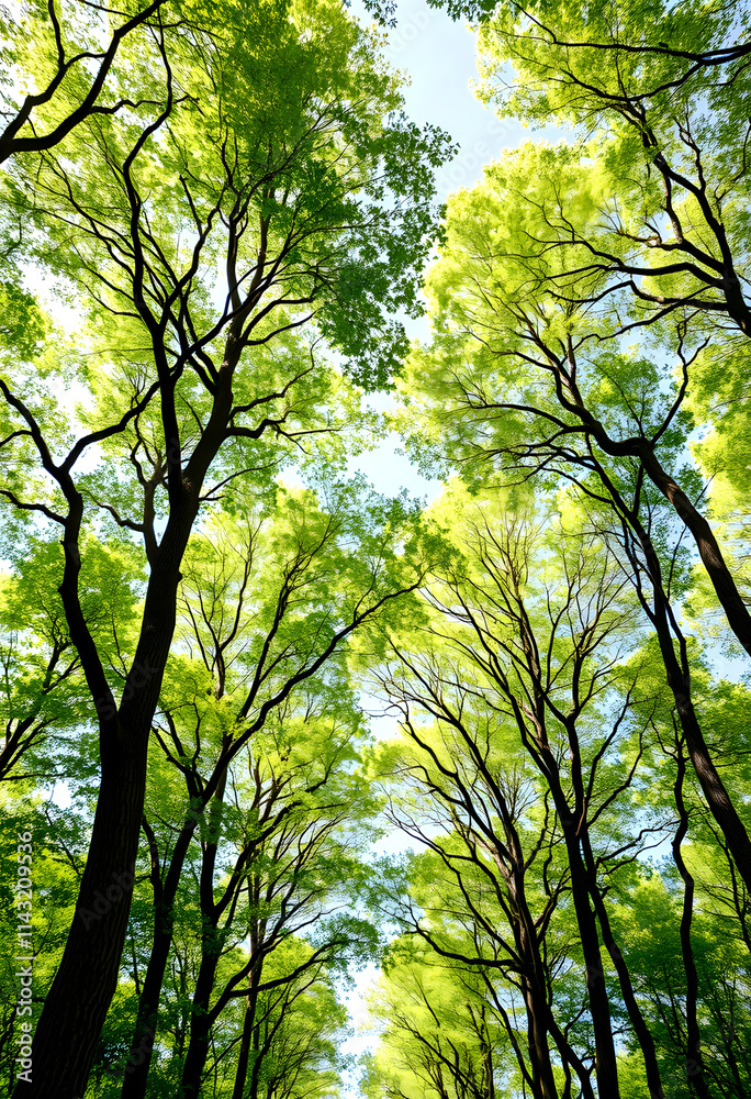 Green trees in summer time. Eco, fresh plants, green energy, healthy and happy life style concept. image, Dynamic motion, with white tones Green trees in summer time. Eco, fresh plants, green energy, healthy and happy life style concept. image, Dynamic motion, with white tones