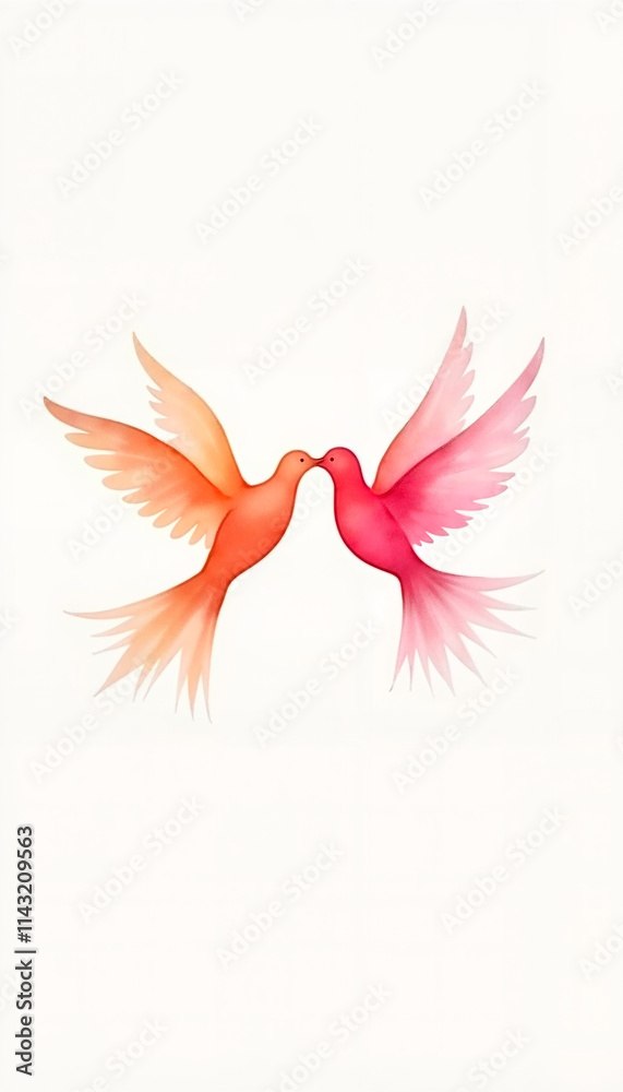 Obraz premium Two colorful birds kissing in flight, symbolizing love