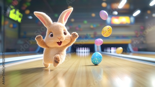 Wallpaper Mural Happy Easter Bunny Bowling Colorful Eggs Torontodigital.ca