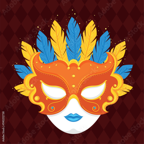 Decorative mask with feathers for carnival Vector