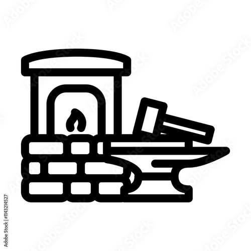 iron forge industry line icon vector. iron forge industry sign. isolated contour symbol black illustration