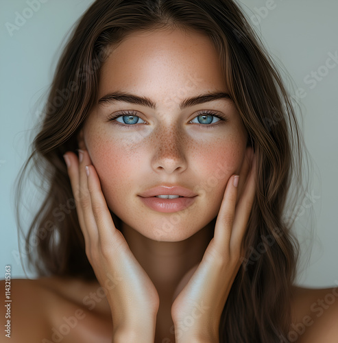 portrait of an attractive woman with smooth, healthy clear skin on her face