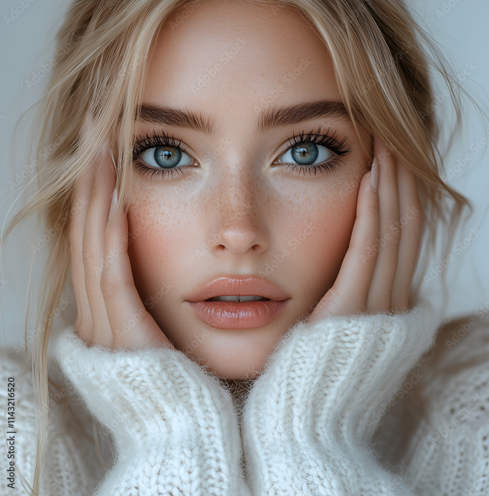 portrait of an attractive woman with smooth, healthy clear skin on her face portrait of an attractive woman with smooth, healthy clear skin on her face