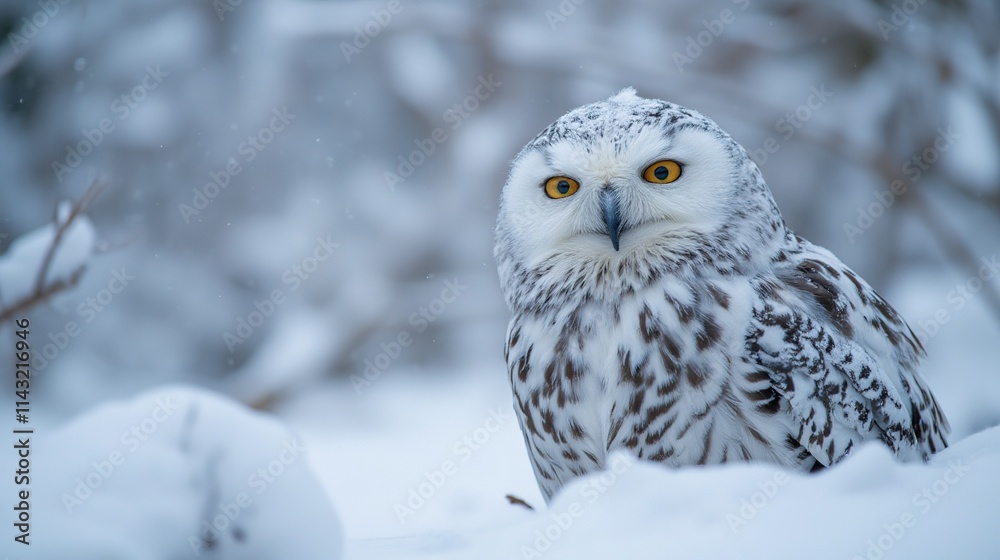 Fototapeta premium snowy owl in snow