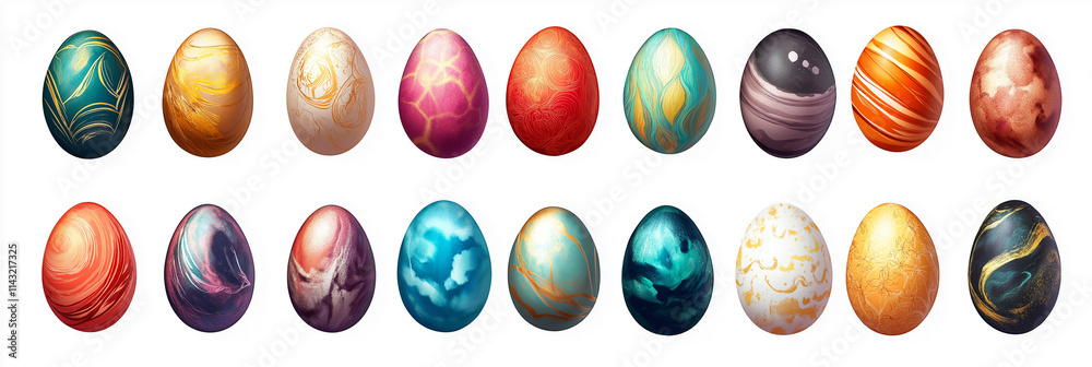 Colourful collection of Easter eggs, each different symbol of Spring, represents traditional cultural object, bringing joy and seasonal cheer holiday group celebrates its meaning. Decoration banner. Colourful collection of Easter eggs, each different symbol of Spring, represents traditional cultural object, bringing joy and seasonal cheer holiday group celebrates its meaning. Decoration banner.